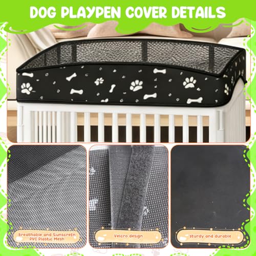 Dog Playpens Cover and Bottom Mat Set,Playpen Not Included, Non-Slip Dog Crate Covers 36 Inch, Dog Playpen Bottom Pad, Washable Reusable Puppy Playpen Pad for Pet PlayPen, Dog Kennel Covers 36 Inch