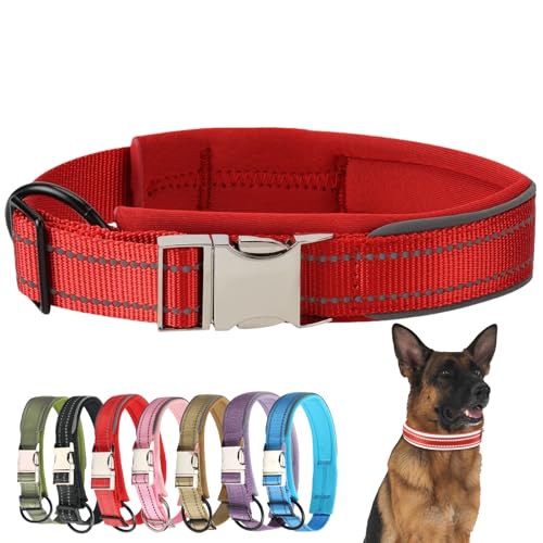 Small Reflective Dog Collar with Quick Release Metal Buckle Padded Nylon Waterproof Adjustable Comfortable for Girl Puppy and Small Dogs - color: Red, size: S：Width 0.8" Length 13.0-15.8"