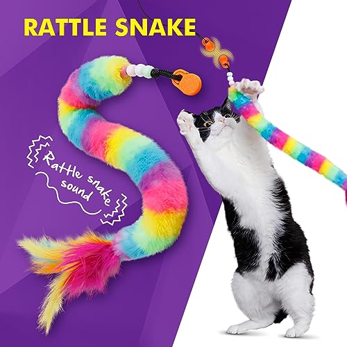 Cat Amazing Snatch Pack - 5 Magnetic Attachments for The Snatch Magnetic Wand Toy - Catnip Mouse, Rattle Snake, Crinkle Fish, Scrunchy Ball and Feather - Cat Teaser Toys - Really Catch! - style: Snatch Pack - 5 Attachments