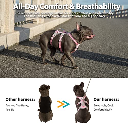 Huntboo No Escape Dog Harness, Escape Proof Harness, Fully Reflective Harness with Padded Handle, Breathable,Durable, Adjustable Vest for Small Dogs Walking, Training, and Running Gear（Pink,S - color: Pink, size: Small(Pack of 1)