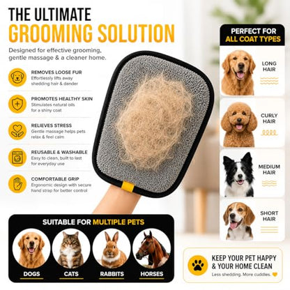 Pet Hair Remover Glove for Dogs & Cats – Reusable Double-Sided Fur Cleaning Mitt for Couch, Carpet, Furniture & Clothes – Easy Lint & Hair Removal Tool