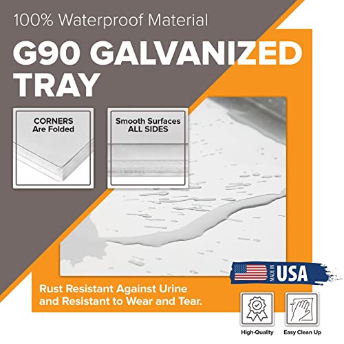 Pinnacle Systems 36" x 19.5" Metal Replacement Dog Crate Pan Chew Proof Crack Proof Pet Kennel Tray Central Dog Training Crate Pan Pet Supplies, Galvanized, 1" H - color: Galvanized, size: 36.0"L x 19.5"W x 1.0"H
