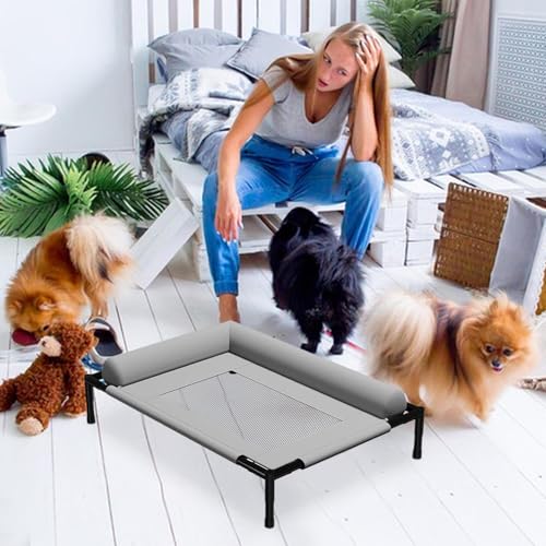 Elevated Dog Beds - Cooling Breathable Outdoor Dog Bed, Washable Pet Sofa for Sleeping Play | Summer Hot Weather Puppy Senior Kitty Bunny Home Bedroom Living Room Offices Patio Backyard - color: Gray