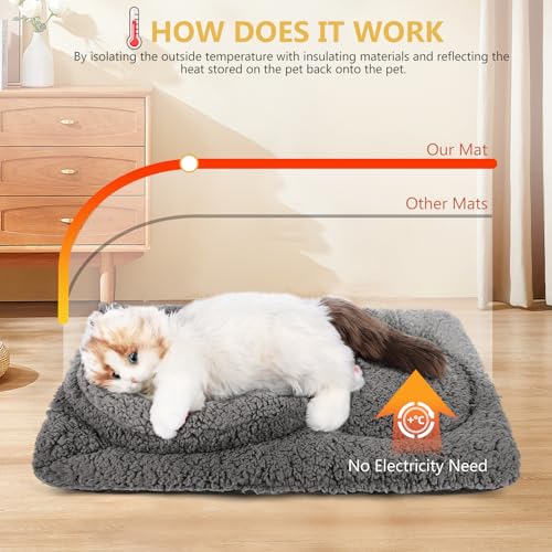 TailTastic Self Warming Cat Bed Mat with U-Shaped Pillow -24"x18" Soft Thickened Thermal Cat Bed, Machine Washable Heat Retention Pad for Indoor Cats