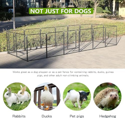 Dog Playpen,24/32/40 Inch Height in Heavy Duty,Folding Indoor Outdoor Dog Exercise Fence, Portable Pet Playpen with Door for Large Medium Dogs - Silver Gray (8 Panels, 24 inch) - style: 24 Inch