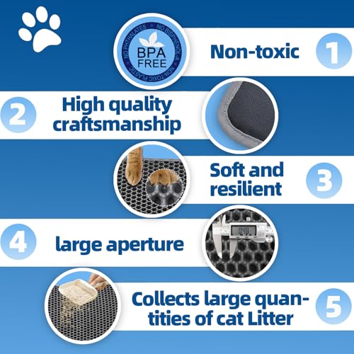 Double Layer Ultra Soft Cat Litter Mat - 23.4"x14.7" for Single Cat, BPA-Free, Upgraded Non-Slip & Urine-Proof Bottom Layer, Durable & Easy Clean, Gray - color: Grey, size: 23.4 X 14.7 Inches