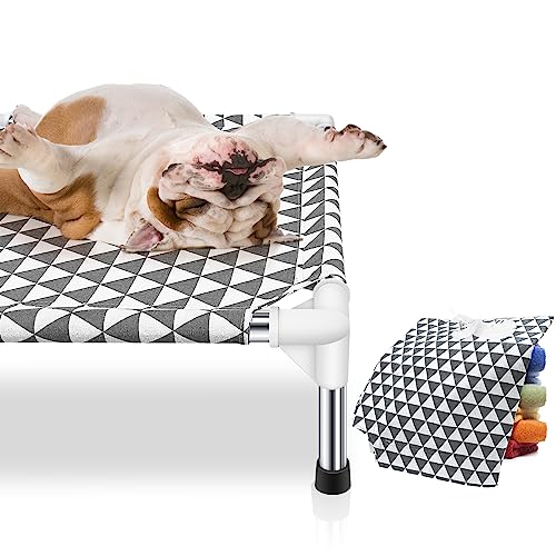 Kuntrust Elevated Outdoor Dog Bed, Medium Size, Cotton Material, Non-Slip Feet, Fits up to 70lbs - size: 4 sided Medium