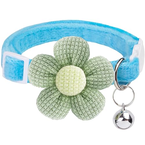 Breakaway Cat Collars with Bells, MUZIEBA Kitten Collar for Girl Boy Adjustable Safety Kitty Collars for Cats Puppy and Small Pets (Blue) - color: Blue