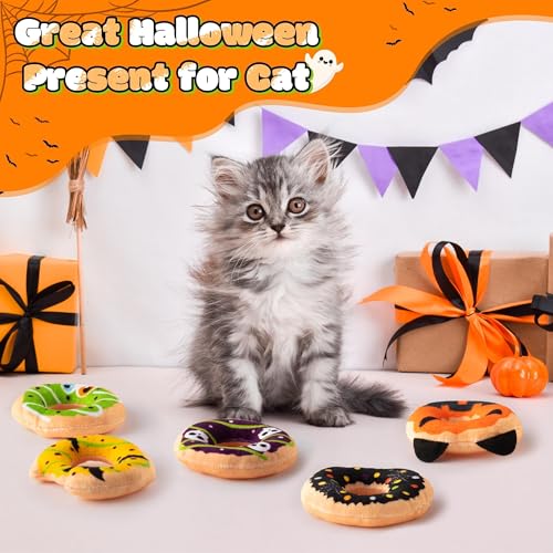 Summer Catnip Cat Toys - 5Pcs Pet Days Donut Catnip Stuffed Kittens Supplies, Funny Pumpkin Bat Spider Dessert Pet Toys, Fun Cats Chew Bite Teething Tool Catmint Birthday Interactive Supplies - style: Halloween Donut