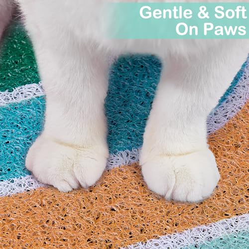 Cat Litter Mat Quality Litter Box Mat Large Non-Slip Cat Litter Mat Litter Trapping Mat Soft Kitty Litter Mat Compatible Two Litter Boxes Cat Products Easy to Clean,Green,L - color: Blue, size: L(33.5" x 22.4")