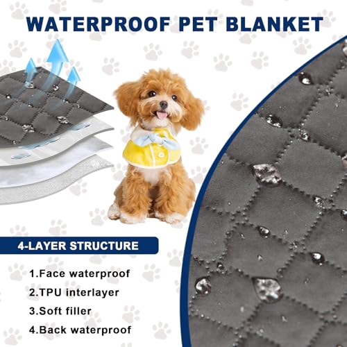 Waterproof Sofa Couch Protector Dog Bed Cover Pet Blanket for Furniture Non-Slip Washable Pee Pads for Puppy Large Dogs Cats (Grey,30x70 in)