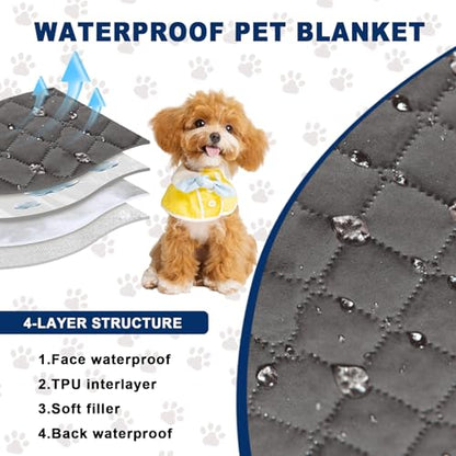 Waterproof Sofa Couch Protector Dog Bed Cover Pet Blanket for Furniture Non-Slip Washable Pee Pads for Puppy Large Dogs Cats (Grey,30x70 in)