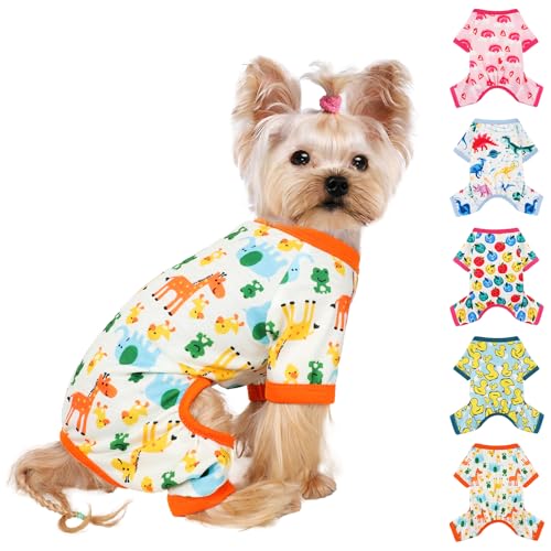 Dog Pajamas for Small Dogs, Soft Thin Pjs Jammies Cat Doggie, Summer Pet Cute Puppy Clothes Outfits Dogs Boy Girl(Orange Deer, XS) - color: Orange Deer, size: X-Small (Chest 11.8 in)
