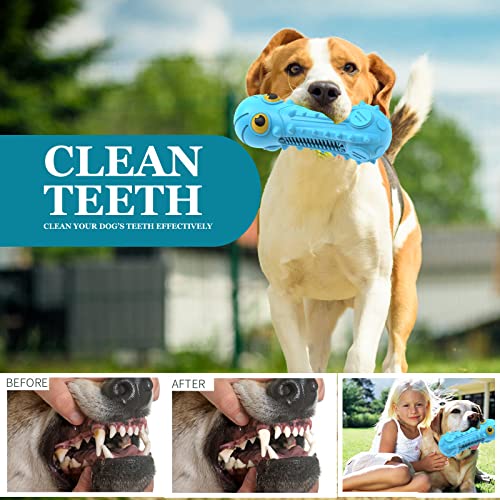 ZIKATON Dog Squeaky Toys for Aggressive Chewers, Durable Chew Toys for Large Medium Breed Dog, Dog Toys, Tough Durable Dogs Toys with Natural Rubber - color: Bule Octopus