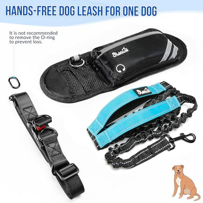 SlowTon Hands Free Dog Leash - with Removable Zipper Pouch, Shock Absorbing Bungee, Dual Handle & Reflective Stitches, Wide Padded Adjustable Waist Leash for Dogs Walking Running (XL, for 1 Dog) - size: X-Large for 70-135 lbs