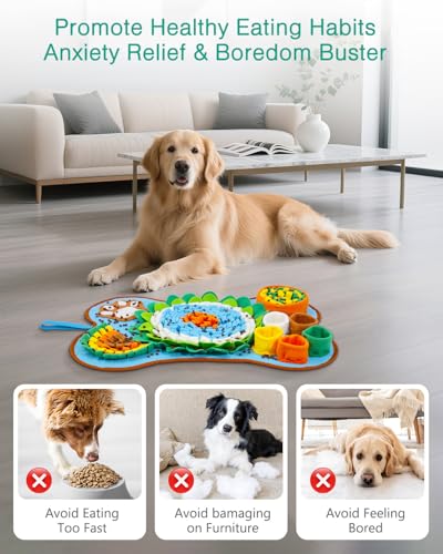 ORIA Snuffle Mat for Dogs, 25''x17'' Interactive Slow Feeder Mat with Mental Stimulation for Boredom, Anxiety Relief, Dog Puzzle Toy & Treats Hunting Game for Small Medium Dogs Puppies - size: 25x17 inch