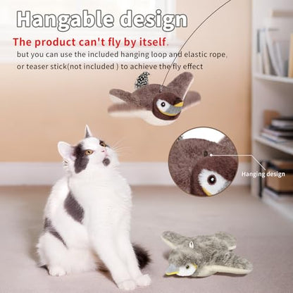 Cat Toys, Flapping Bird Cat Toy(No Flying), Interactive Catnip Toy with Catnip Bags, Chirping Noise Enrichment Moving Wings Dog Cat Kitten Toys, Flappy Flying Pets Toy for Indoor(Oriole) (B2-2Pack) - color: B2-2Pack