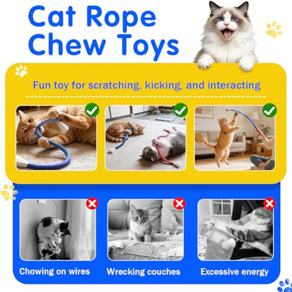 Retro Shaw Cat Toys Chew Ropes, 3Pcs, Kitten Toys for Indoor Cats with Refillable Natural Catnip, Safe Teeth Cleaning Chew Toys, Interactive Cat Nip String Kitty Toys (23.6 Inches) - size: 23.6 in