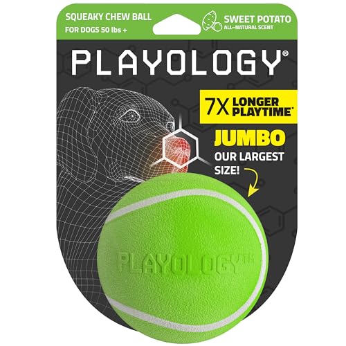 Playology Dog Toys | Squeaky Chew Ball - Bouncy Durable Floating Fetch Ball for Dogs | Jumbo Sweet Potato Scented Toy - Easy to Clean and Made from Non Toxic Materials - size: Jumbo, style: Sweet Potato