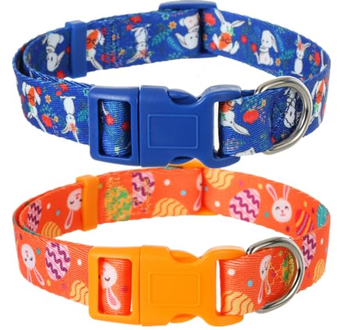 Medium Dog Collar Easter, Adjustable Quick Release Dog Collar Set 3/4 inch - color: Easter, size: M