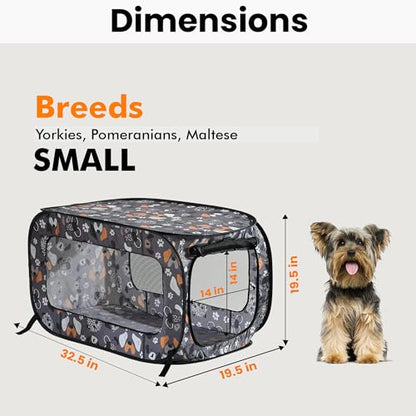 Beatrice Home Fashions Portable, Collapsible, Pop Up Kennel Travel Cat and Dog Crate, 32.5" L x 19.5" W x 19.5" H, Face of Love - color: Face of Love, size: 32.5"L x 19.5"W x 19.5"H