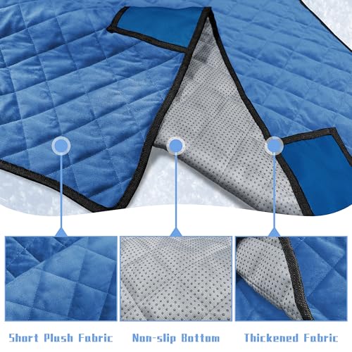 Golf Cart Seat Covers with 4 Front Pockets, Thick Seat Towel Blanket with Non-Slip Backing, Fits EZGO, Club Car, Yamaha and More 2 & 4 Passenger Golf Carts, Blue - color: Blue
