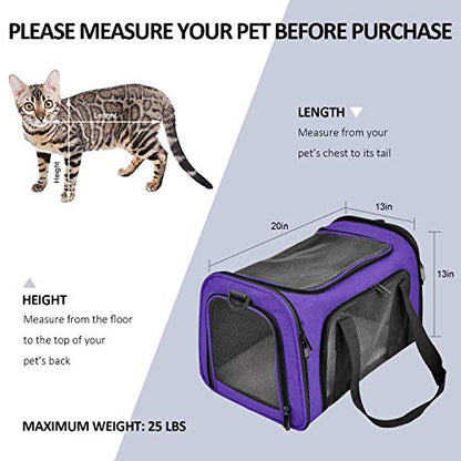 Henkelion Large Cat Carriers Dog Carrier Pet Carrier for Large Cats Dogs Puppies up to 25Lbs, Big Dog Carrier Soft Sided, Collapsible Travel Puppy Carrier - Large - Purple - color: Purple, size: 20.0"L x 13.0"W x 13.0"H
