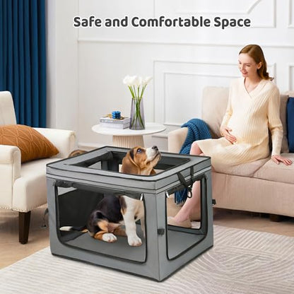 Portable Dog Crate Soft Dog Crate 22",30",36",42" Foldable Basic Dog Crates Easy Set-up, Light, Sturdy, Comfy，Collapsible Crate for Home and Travel (36Inch) - size: 36Inch