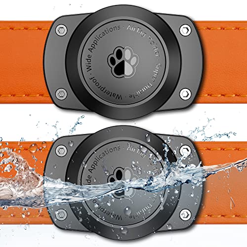 IPX8 Waterproof Airtag Dog Collar Holder [Metal Back Plate] Ultra-Durable Dog & Cat Collars Mount for AirTag 1st & 2nd Generation, Suitable for All Widths of Collars (2 Pack) - size: 2 Pack