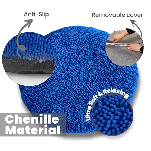 Muddy Mat®Cloud K-9 Bed for Dogs & Cats, Soft & Relaxing Donut Dog Bed, Chenille Material, Removable Cover, Washable & Dryer Safe–Navy Blue Medium(35'x35') - color: Navy Blue, size: Medium (35''X35'')