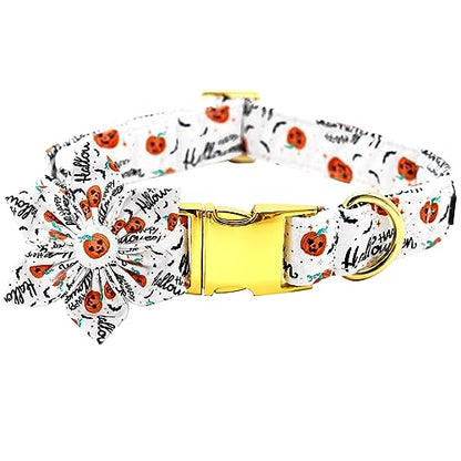 Dog Collar, Halloween Dog Collar with Flower Pumpkin Pet Collar Puppy Collars Cute Pet Flower Adjustable Collar for Small Dogs - color: Pumpkin, size: Small (Pack of 1)