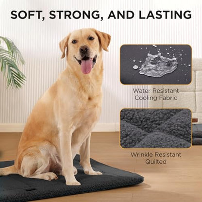 Joydeco Low Profile Dog Crate Mat Reversible Bed Pad, Washable Dog Pad Mat with Ultra Soft Fleece, Compact Design Kennel Beds Mats for Large Medium Small Pets, 35" x 23" Dark Gray - color: Dark Gray