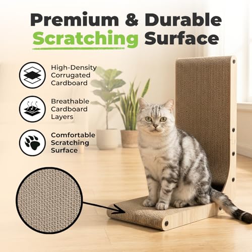 Best Pet Supplies Catify Cat Scratcher, Fun Interactive Scratchers, Posts, Poles, Claw Safe, Furniture Saver Indoor Play Support Natural Cat Behaviors Heavy Duty - L-Shape Scratcher, 16.5 x 11.4 - color: L-Shape - 16.5 x 11.4 x 26.77"