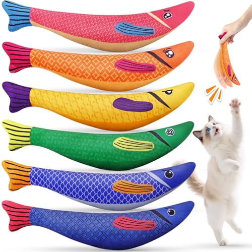 Cat Toys for Indoor Cats, 6 Pack Interactive Catnip Toys for Bored, Kitten Kicker Toy for Kitty with Sound, Cat Chew Toys for All Breeds