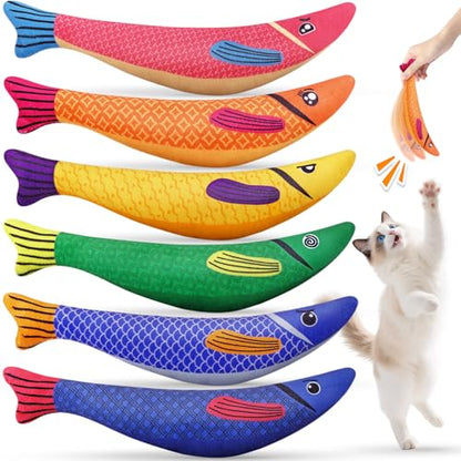 Cat Toys for Indoor Cats, 6 Pack Interactive Catnip Toys for Bored, Kitten Kicker Toy for Kitty with Sound, Cat Chew Toys for All Breeds