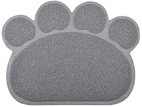 DM Paw-Shaped Large Cat Litter Box Mat, 23.5x17.5 Inches (Gray) - color: Gray