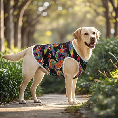 SWEET TANG Dog Cooling Shirts Cool Chinese Dragons, Medium Large Dog Summer T-Shirts, Quick Dry, Breathable, Stylish Beach Wear, 3X-Large - color: Pattern (193), size: 3X-Large