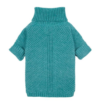 Fitwarm Turtleneck Dog Knitted Sweater, Thermal Winter Clothes for Small Dogs - Boy, Girl, Doggy Pullover Jumper, Pet Outfit, Teal Blue, XS - color: Steel Blue, size: X-Small