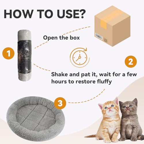 Small Cat Bed Mat, 22" x 16" Plush Cushion with Surrounding Pillow for Small to Meidum Dogs Cats Sleeping, Indoor Pet Beds Furniture Carrier Crate Anti Skid Pad, Washable, Medium - color: M (22 x 16 inch)