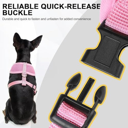 BINGPET Small Dog Harness, No Pull Dog Harness Small Sized Dogs, Soft Light Breathable Mesh Puppy Vest with Safety Buckle-Adjustable Step in Pet Harnesses for Easy Walking, Running, Training - color: Pink, size: XS (NECK: 10", CHEST: 10"-14")
