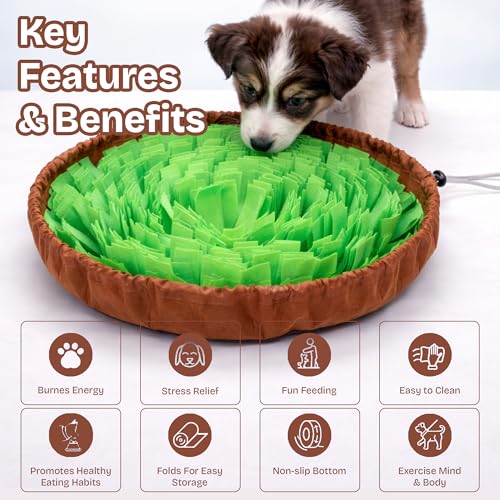 Snuffle Mat for Dogs | Travel-Friendly & Durable Dog Sniff Mat | Encourages Foraging, Mental Stimulation, Slow Eating | Interactive Dog Activity Mat for Puppies & Adult Dogs (Green) - color: Green