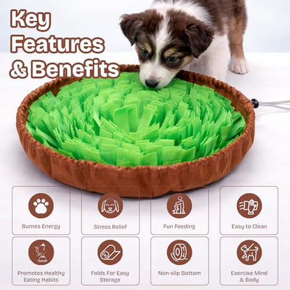 Snuffle Mat for Dogs | Travel-Friendly & Durable Dog Sniff Mat | Encourages Foraging, Mental Stimulation, Slow Eating | Interactive Dog Activity Mat for Puppies & Adult Dogs (Green) - color: Green