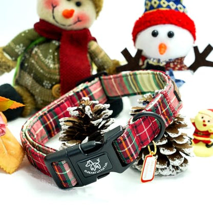Elegant littlle Tail Christmas Dog Collar, Red Plaid Pet Collars Soft Cotton Winter Dog Collar with Quick Release Buckle Pet Puppy Collars for Small Medium Large Dogs - color: Christmas-Red Plaid, size: X-Small (Pack of 1)
