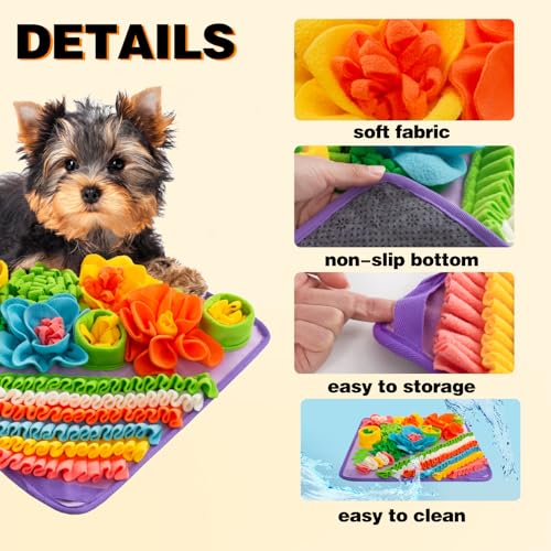 Snuffle Mat for Dogs, Sniff Mat Slow Feeding Mat for Small Pets Cats, Rabbits - Help Stress Relief and Training - Stimulate Your Pet's Foraging Skills! (Purple) - color: Purple