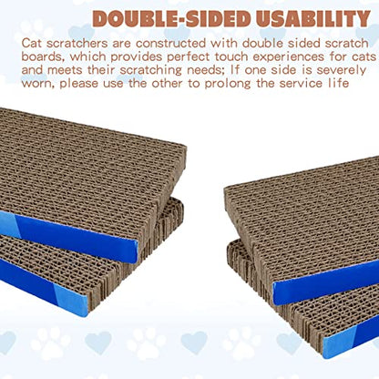 Tatuo 10 Pcs Cat Scratching Pads Large Cat Scratcher Cardboard 14.6 x 4.7 Inch Double Sided Scratch Board, Non-Toxic, Durable, Safe for Pets