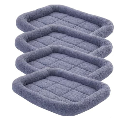 SHENGOCASE 4-Pack 10.6" L x 17" W Rectangular Teddy Fleece Cat Bed Cushion with Bolster for Cat and Small Dog, Anti-Skip Bottom, Machine Washable