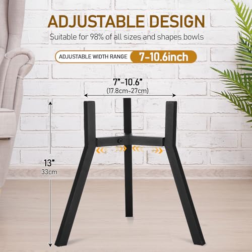 Blulu 2 Pack Adjustable Raised Dog Bowl Stand for Water and Food, Large Anti-Slip Metal Dog Food Holder Wide 7-10.6" Heights 13", Bowl Not Included(Black) - color: Black