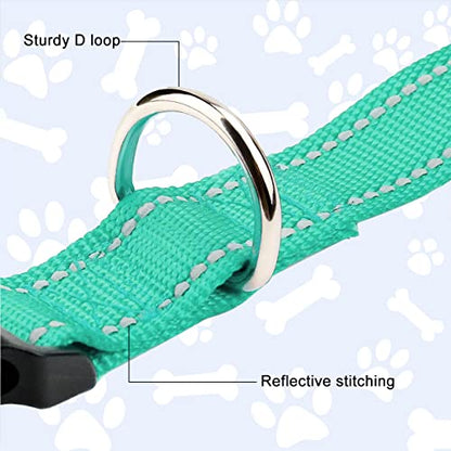 Reflective Dog Collar, Sturdy Nylon Collars for Puppy and Extra Small Girl and Boy Dogs, Adjustable Dog Collar with Quick Release Buckle,Turquoise,5/8" Width - color: Turquoise, size: X-Small Plus (Pack of 1)