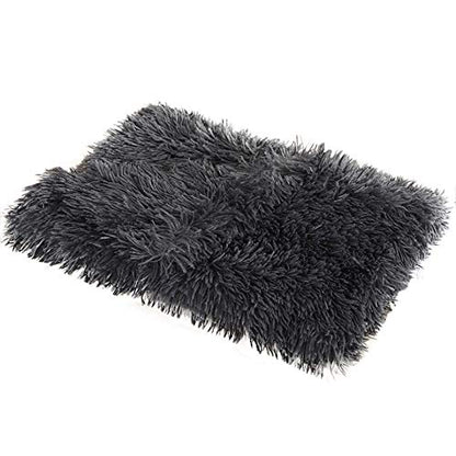 N+A Fluffy Pet Dog Blankets Soft Warm Fleece Throw Puppy Blanket Washable Plush Faux Fur Sleep Mat for Dog Cat Bed Couch Sofa Car (Small (14" x 22"), Dark Grey) - color: Dark Grey, size: Small (14" x 22")