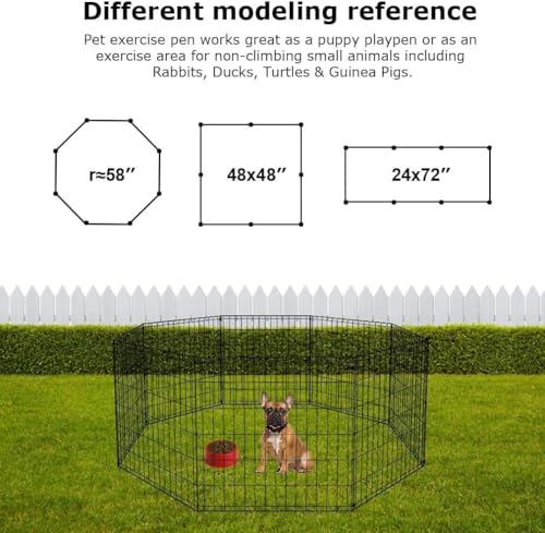 BestPet | Foldable Dog Playpen | 24 Inch, 8 Panels | Metal Pet Exercise Pen | Indoor Outdoor Portable Dog Fence with Door | Removable, Rust-Resistant Secure Pet Kennel | Easy to Assemble